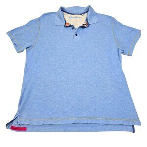 Robert Graham Mens Blue Polo Shirt Short Sleeve Collared Classic Fit‎ Size XL